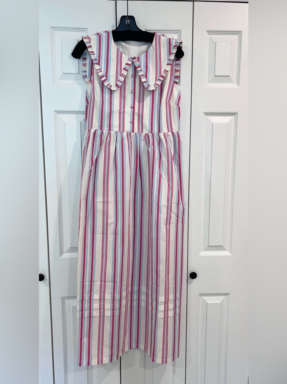 Weekend Sale!! Caroline Constas ๐ค Ruffle Collar Striped Cotton Dress - Picture 2 of 7